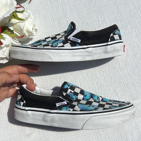 VANS BUTTERFLY CHECKERED SLIP-ON TRUE WHITE SIZE M 4. F 5.5 - Picture 9 of 16